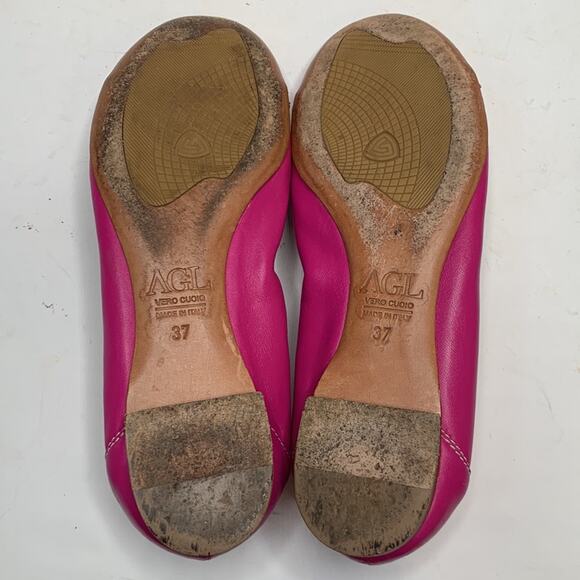AGL Cap-toe Monika Hot Pink Ballet Flat Shoe S-151 Sz 37 EU / 7 US - Picture 8 of 9